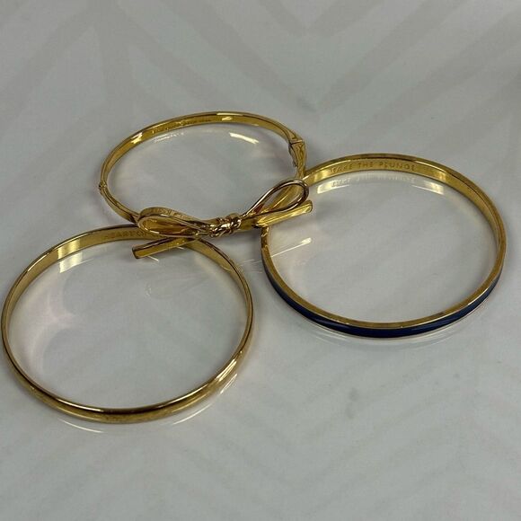 Kate Spade Take a Bow Hinge Bracelet Heart of Gold Take The Plunge Bangles 3 PCS - Picture 6 of 6